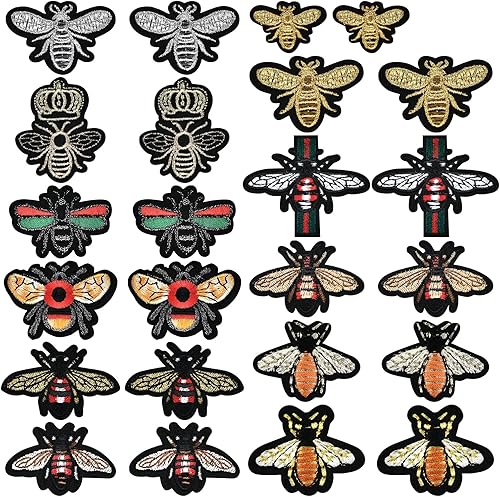 Miniatura 1 de PGMJ 24 Pieces Cute Insect Patches Applique Sew Iron on Embroidered Sewing Iron on Bees Patches Sewing Patch Bags Jackets Jeans Clothes Caps (K27_1)