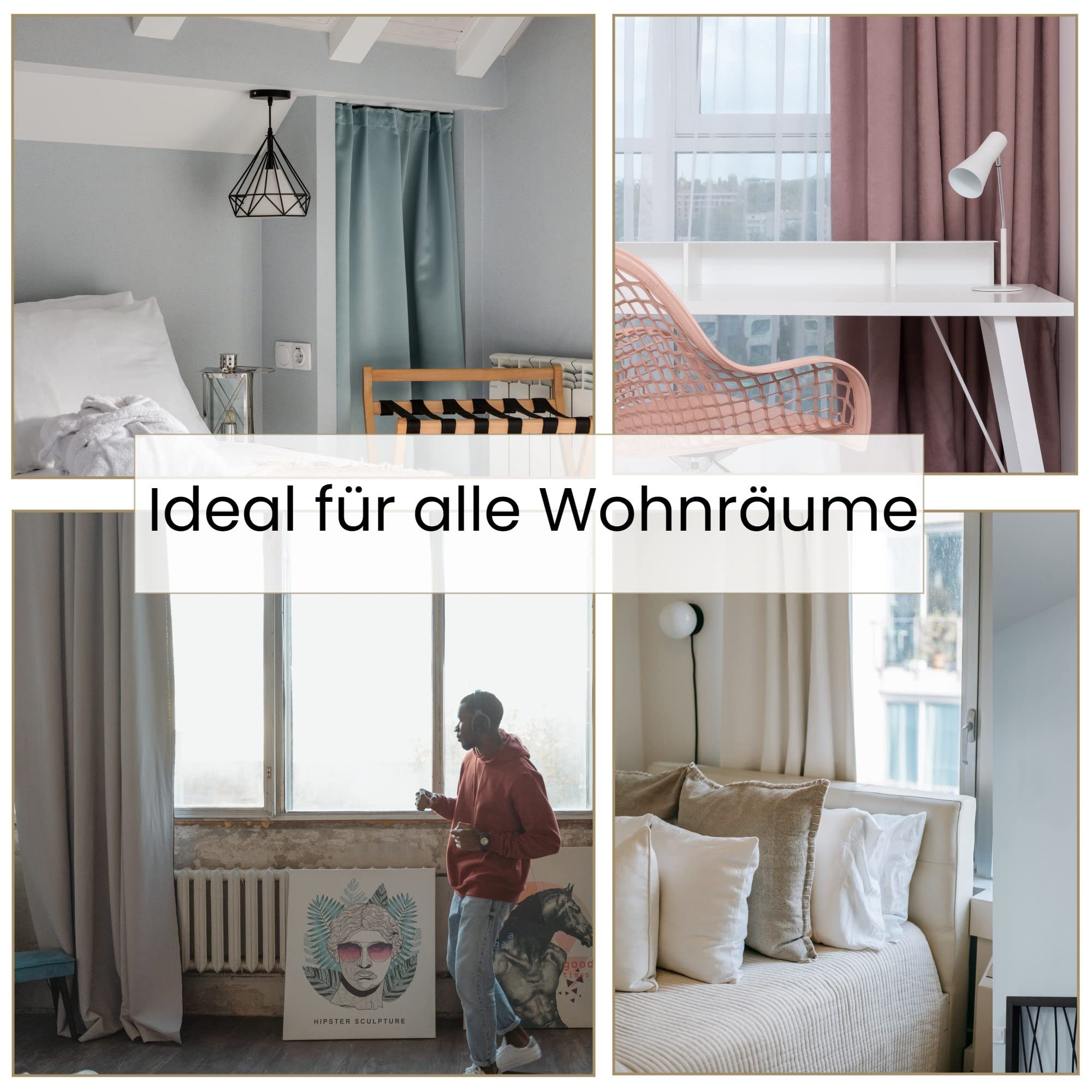 Cleanlevel Verdunkelungsvorhang (2er Set) 140x245 cm – Vorhang Blickdicht mit Kräuselband – Vorhang Verdunkelung mit Hitzeschutz & Kälteschutz