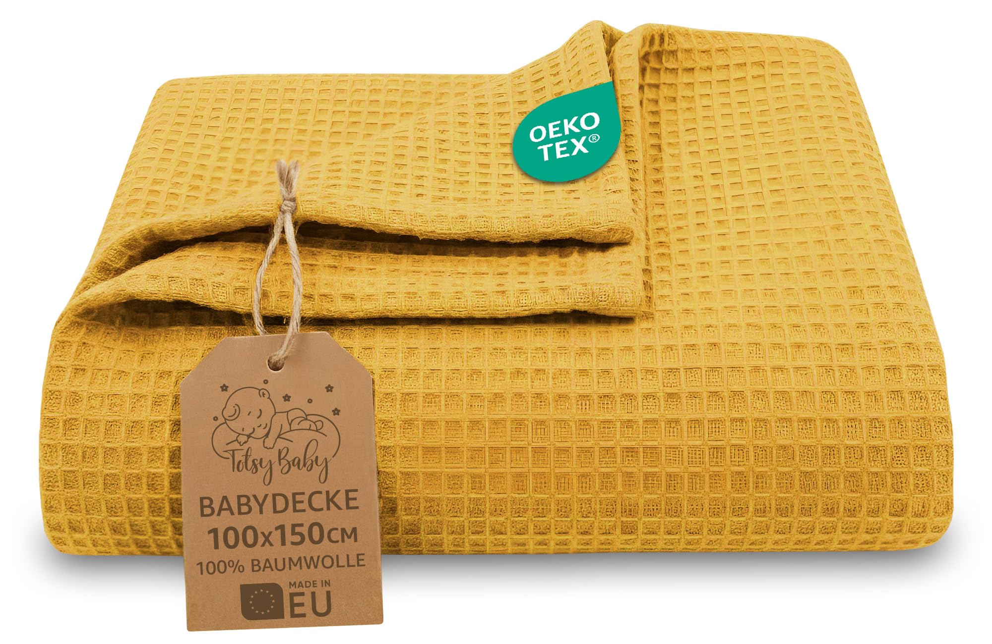 Baby Blanket Cotton 100 x 150 cm - Cuddly Blanket Children Made of Cotton Waffle Baby Blanket Children's Blanket Cuddly Baby Blankets for Newborn Girls and Boys Toffee — image 1
