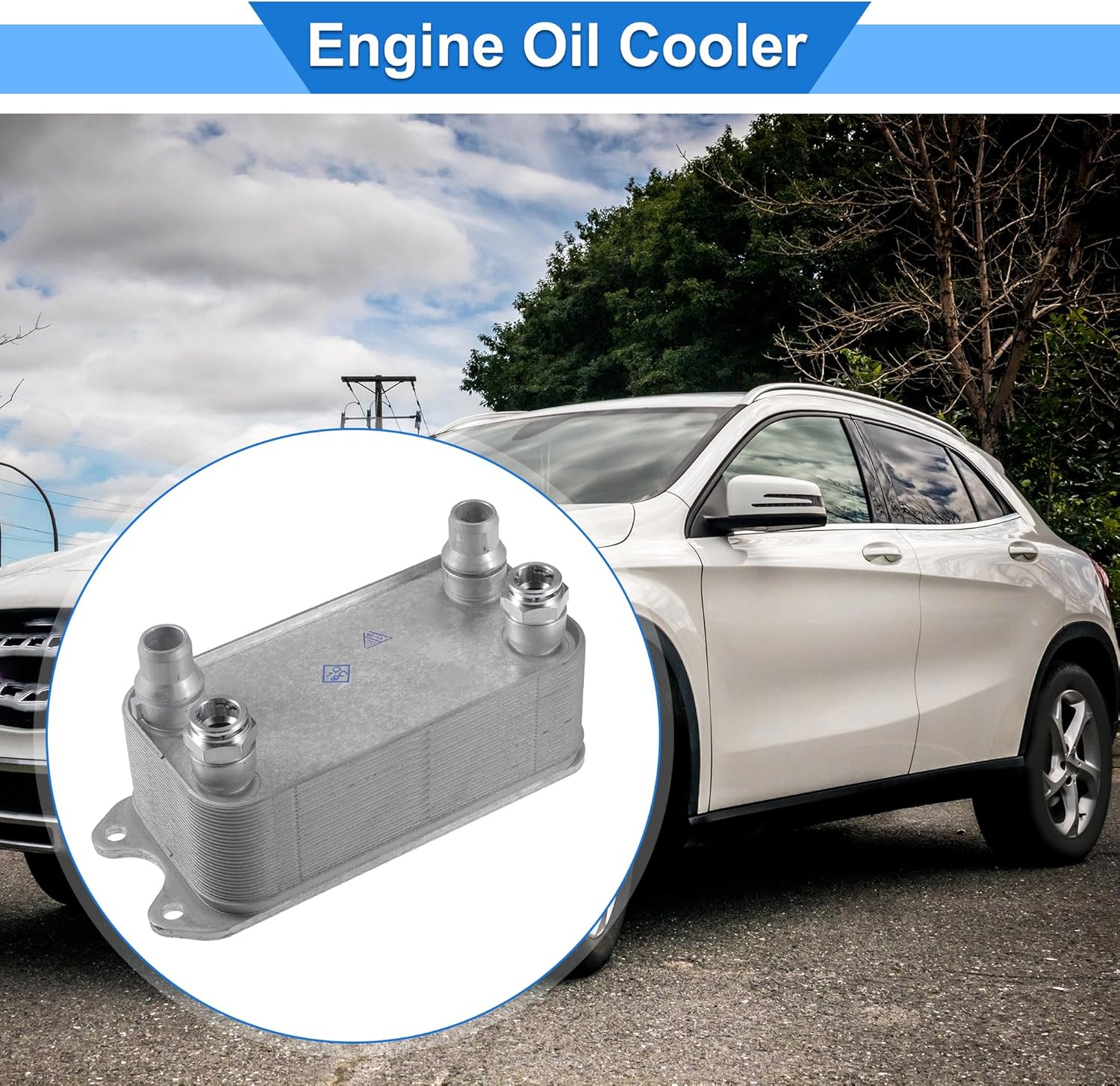 Engine Oil Cooler Compatible for Mercedes-Benz C250 2012-2015, Durable Aluminum Alloy Silver Tone Transmission Oil Cooler
