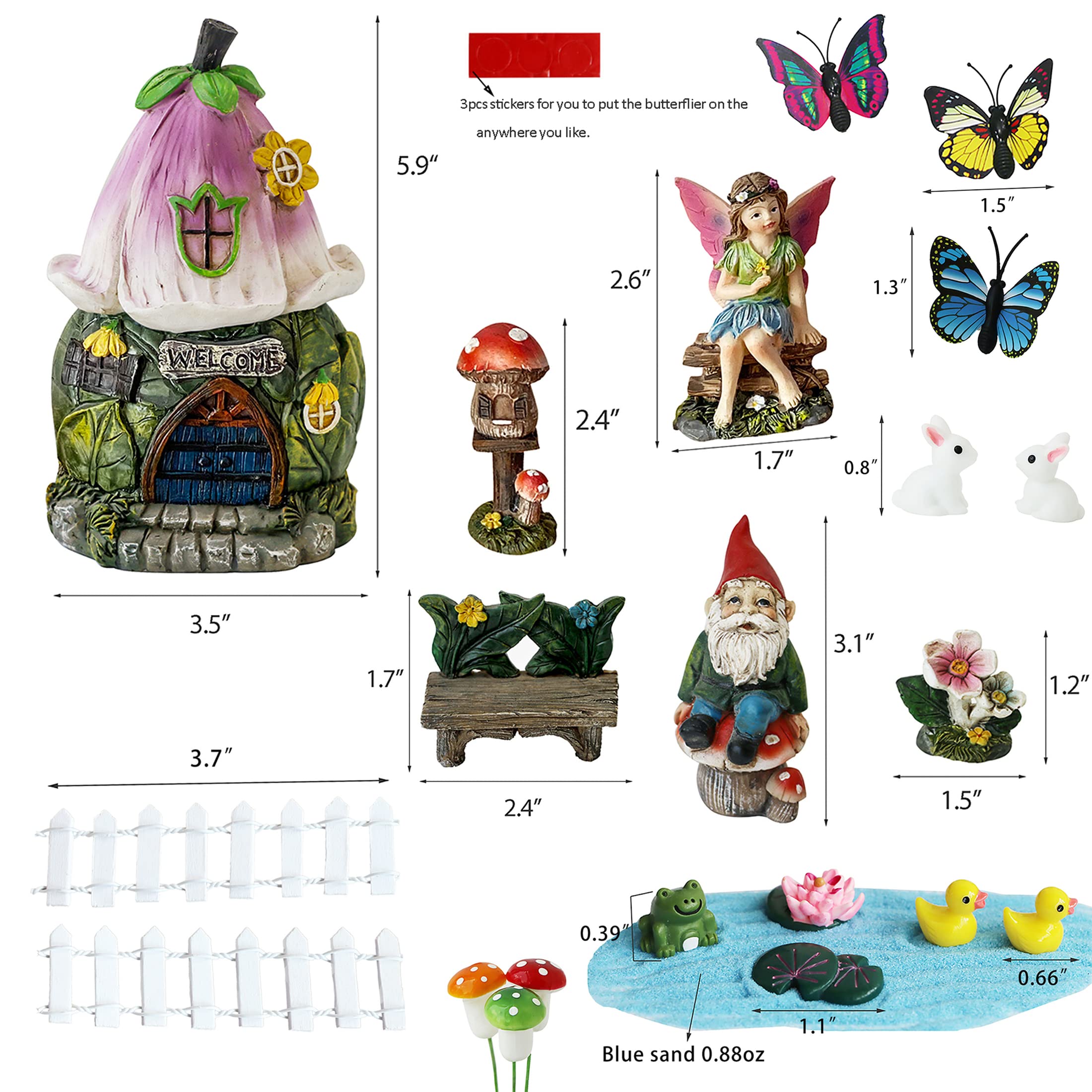 11/6/13 Piezas Accesorios Gnomo Jardin, Set Jardin Miniatura
