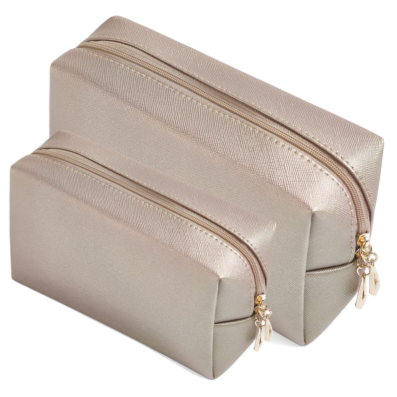 2pcs set PU Leather Cosmetic Bag for Women Minimalism Makeup Bag for Daily Use Portable Storage Purse Small Neat Cosmetic Pouch Water-resistant