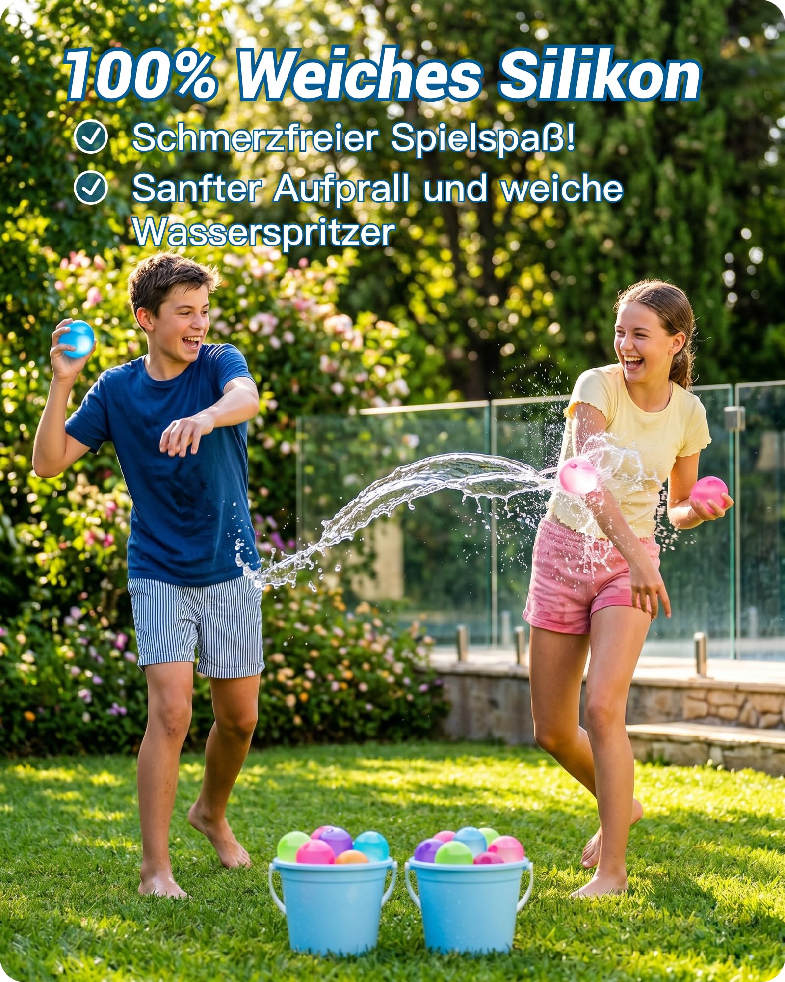 12 Stück Wasserbomben Wiederverwendbar Selbstschließend, Nicht Magnetische Silikon Wasserballons Schnell Befüllbar, BPA-Freies Wasserspielzeug für Outdoor Pool Strand (Kinder & Erwachsene)