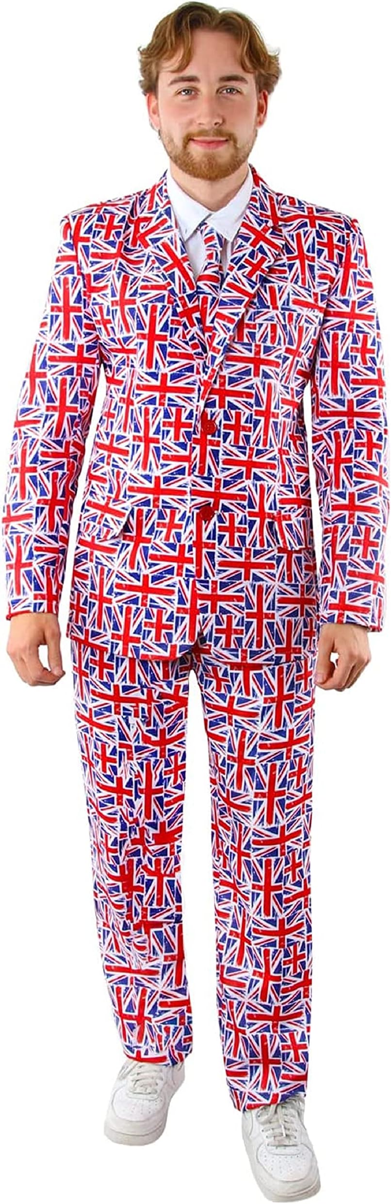 Adults Union Jack Suit - Union Jack Suit Jacket and Trousers - King's Coronation, VE Day, Jubilee, Britain Fancy Dress Costume