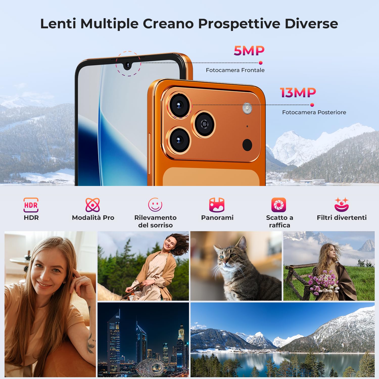 HOTWAV A17 Pro Max Smartphone Android 15, 16GB+256GB/TF TB Telefono Cellulare, 5160mAh Cellulare, 6.75 Pollici Telefoni, 13MP+5MP Camera, Dual SIM 4G Telefono/1080P/GPS/Face ID/Fingerprint - Argento | Batteria a lunga durata, fotocamera 13 MP di stoccaggi