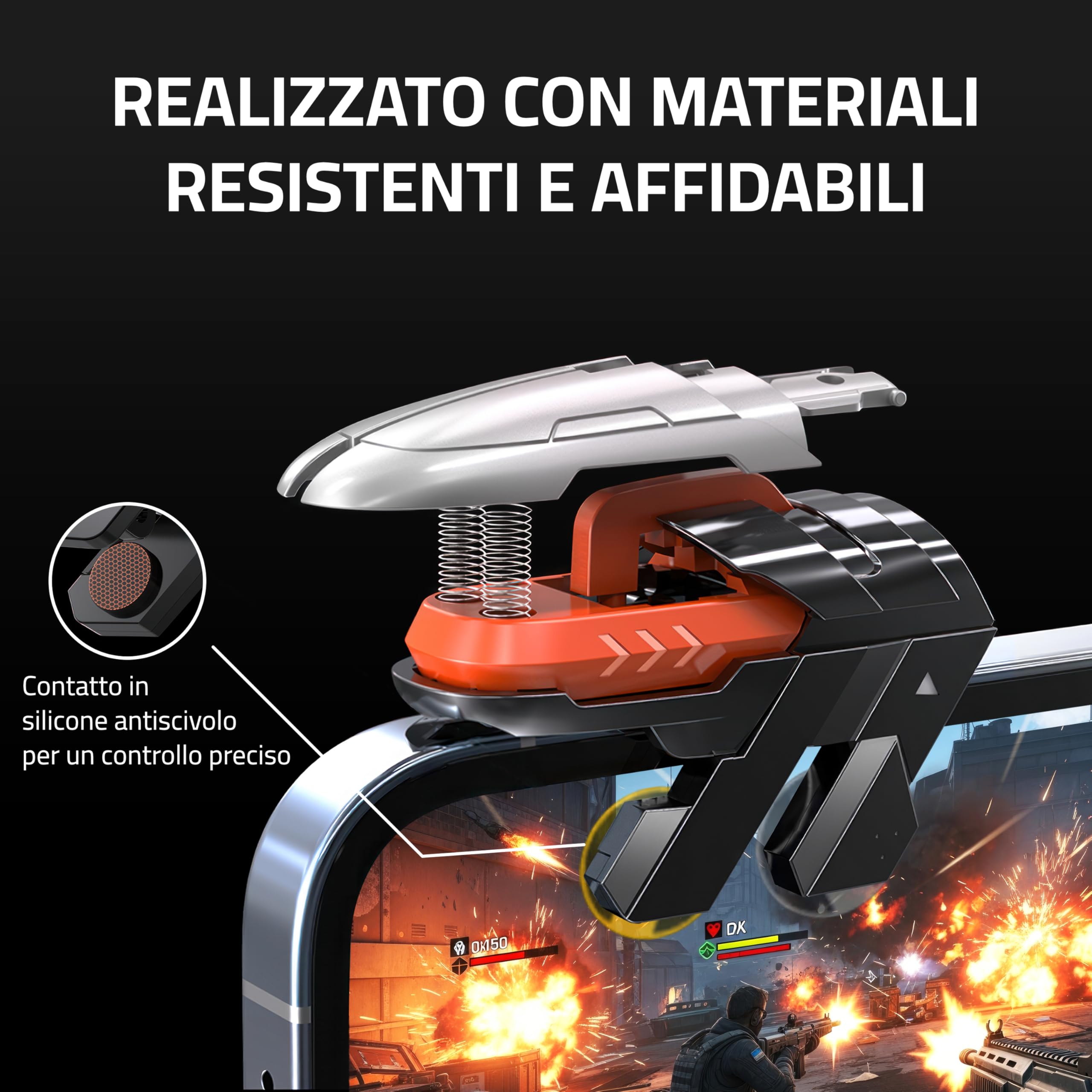 2 Trigger Gaming Mobile Per IPhone/Android - 4 Pulsanti, Per PUBG E COD Mobile, Con Custodia