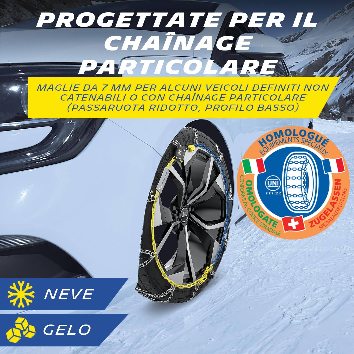 MICHELIN Catene da Neve Extrem Grip Automatic 100 Maglie 7mm - Tensione Automatica Sottili Spazio Ridotto - Compatibili ABS ESP - Montaggio Rapido
