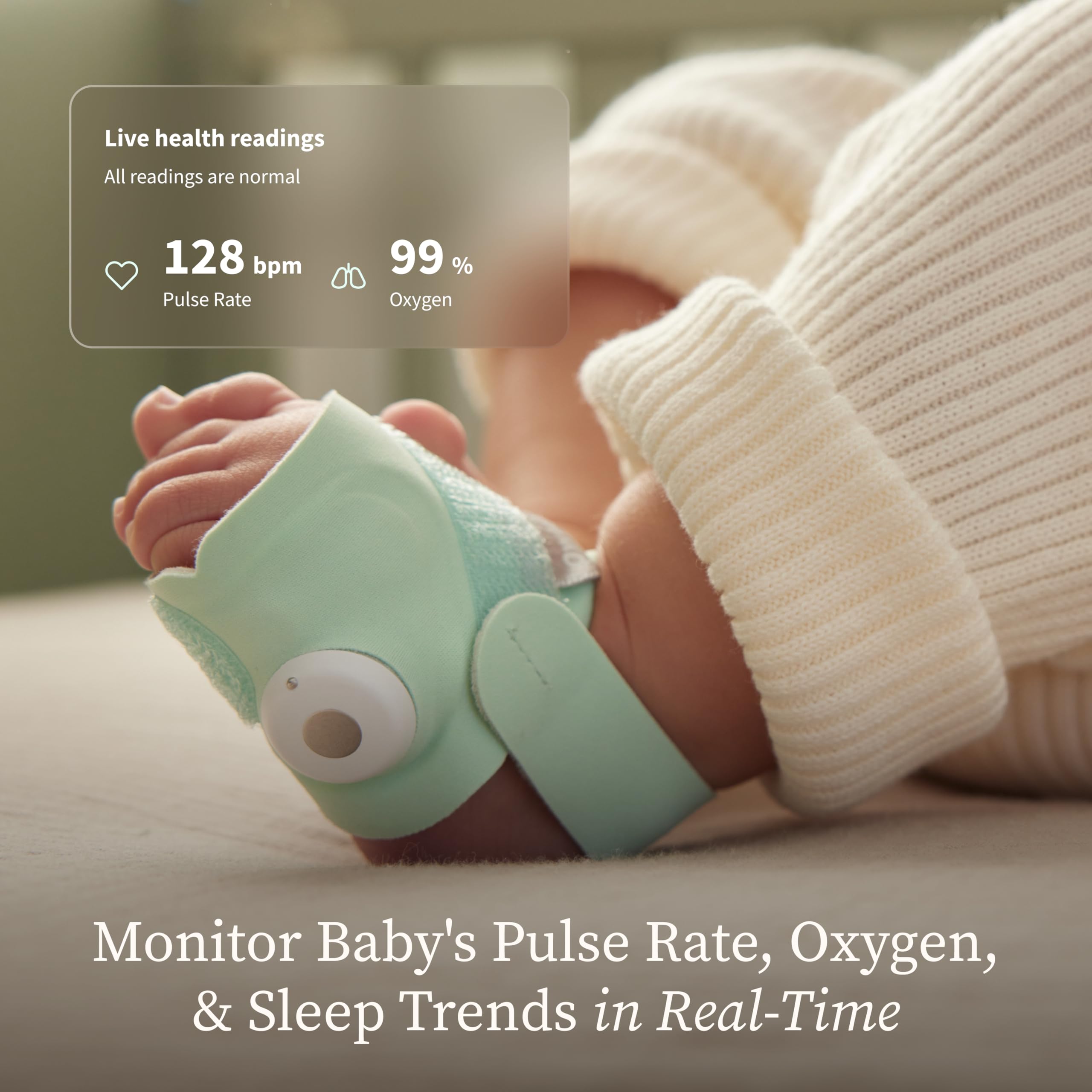 Owlet Dream Sock® - Smart Baby Monitor - Track Live Pulse (Heart) Rate, Oxygen in Infants | Dusty Rose — view 2