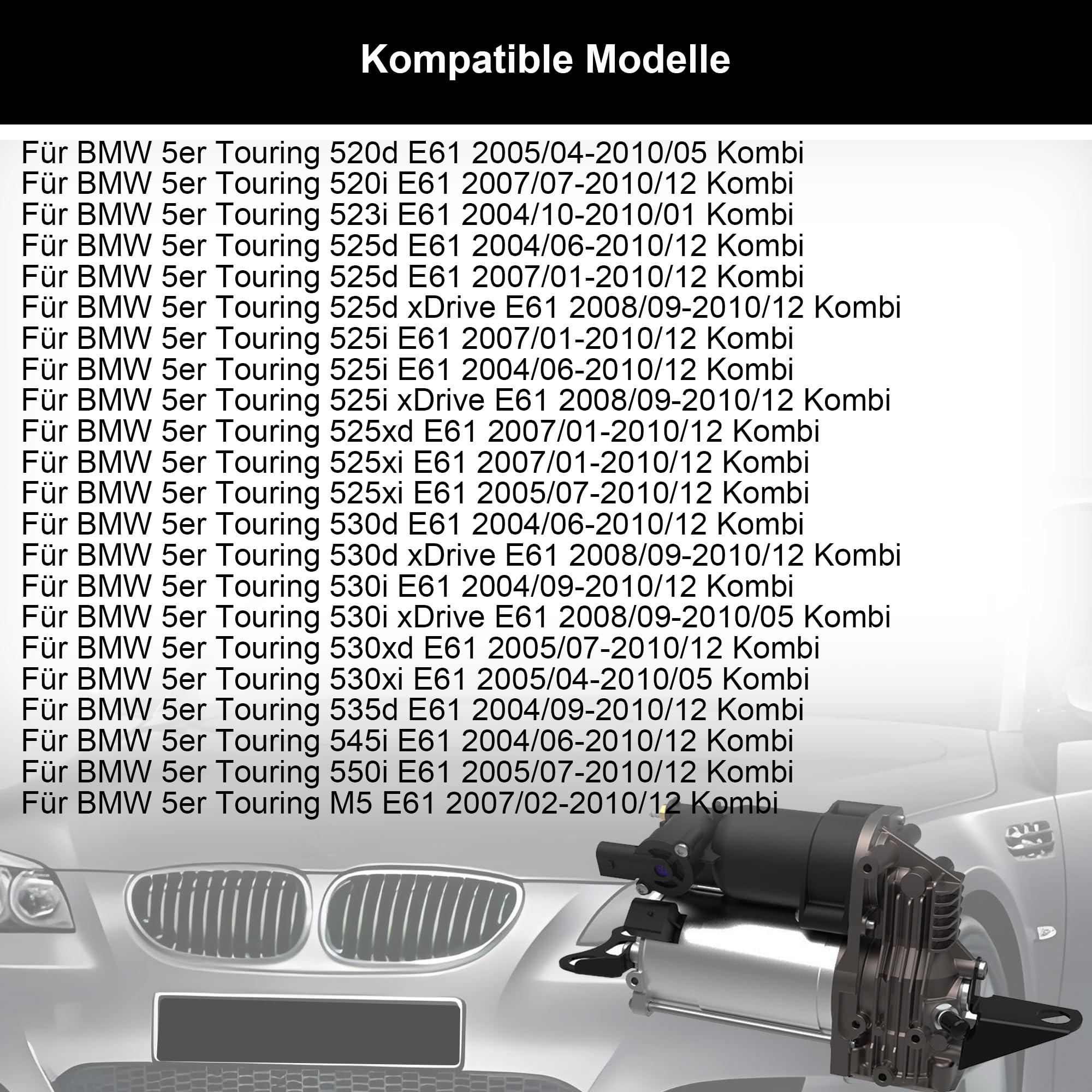 37206792855 Luftfederung Kompressor Niveauregulierung für BMW E61 5er Touring Kombi BJ 04-10 37106793778