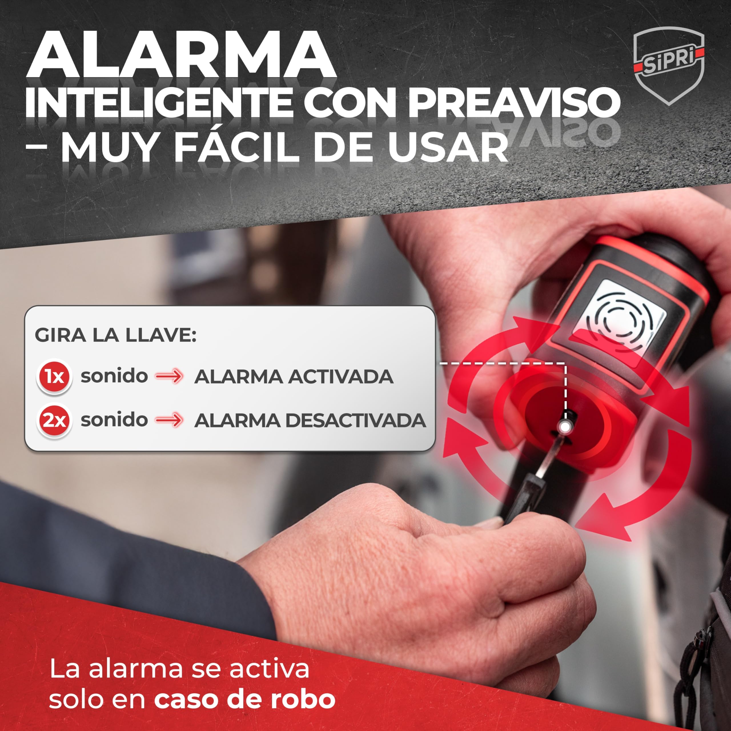 SIPRI® Candado plegable para bicicleta con alarma 120 dB | Candado plegable
