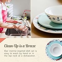 Vista 7 de Juegos de Vajilla de Melamina - Juego de 6 Piezas de Platos Marinos - 2 Cuencos, 2 Platos de Ensalada y 2 Platos de Cena de Melamina para Interiores