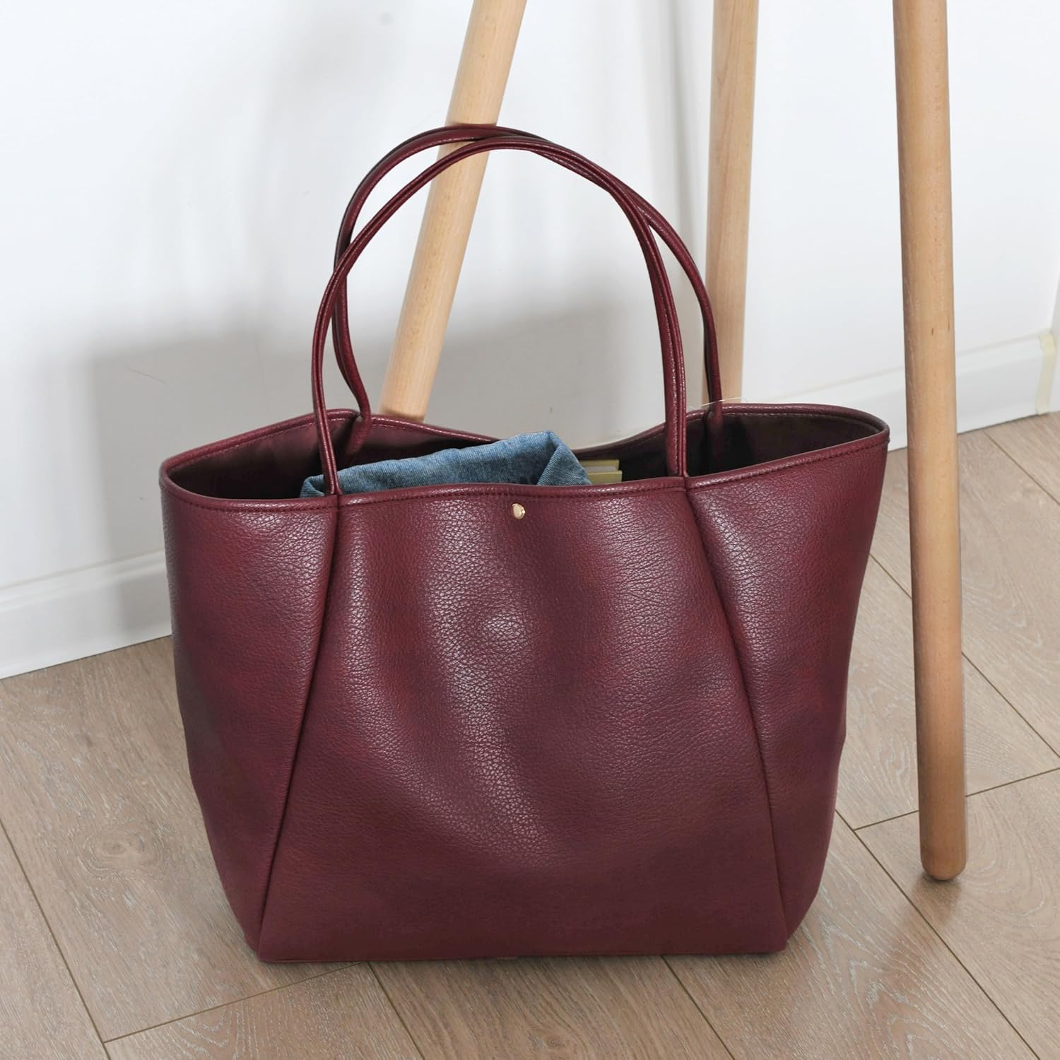 Oversize Pu Leather Tote Women Weekender Bag Shopper Handbag Travel Purse - Image 3