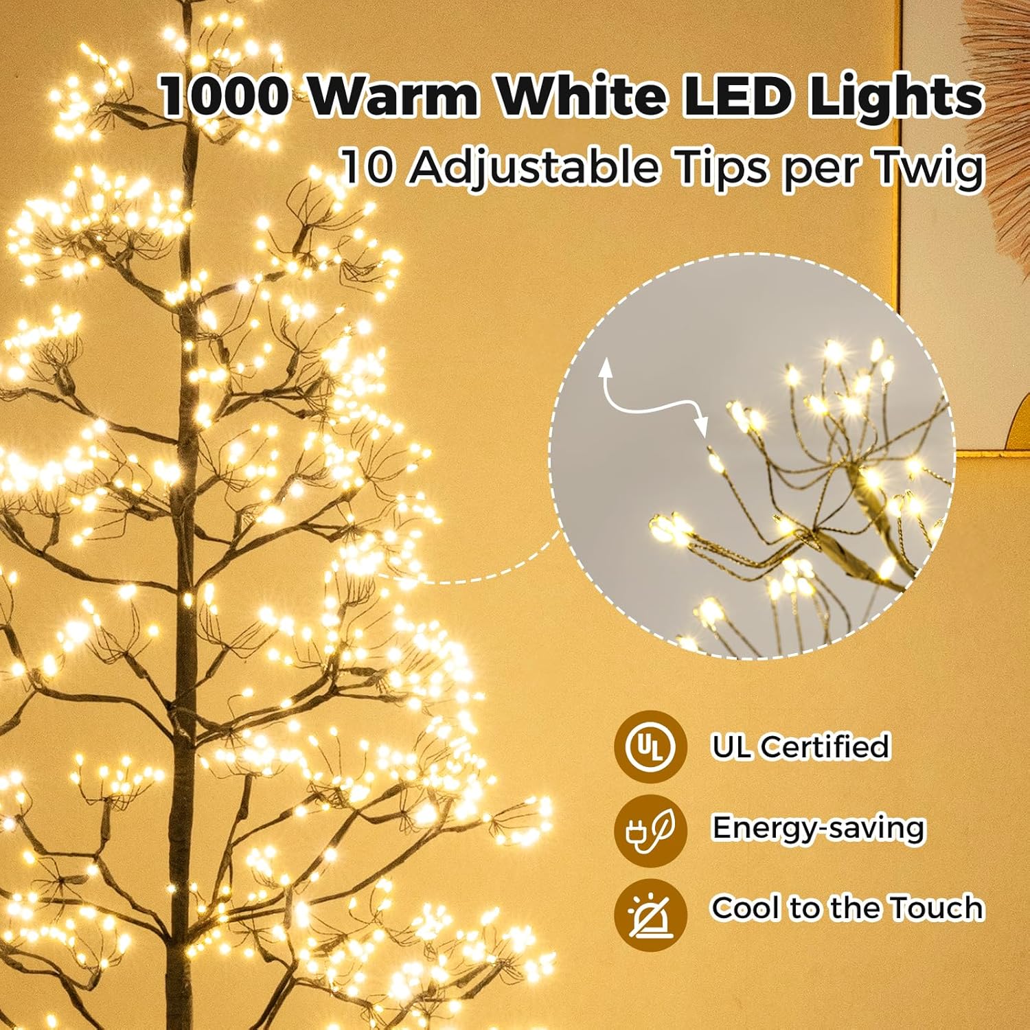 Goplus 5/6/7 FT LED Alpine Tree with 1000 Warm White LED Lights, Pre-lit Artificial Cedar with Weighted Base, Pre-lit Indoor Tree-Decoration for Christmas, Wedding Party (M)