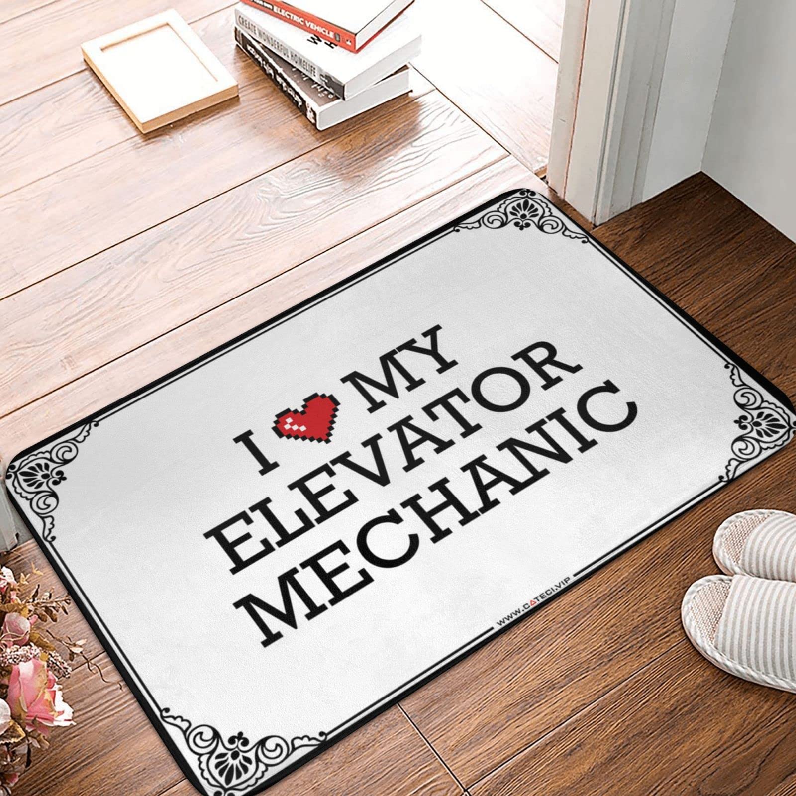 Tapis de bienvenue intérieur I Love My Elevator Mechanic, paillasson 65x90