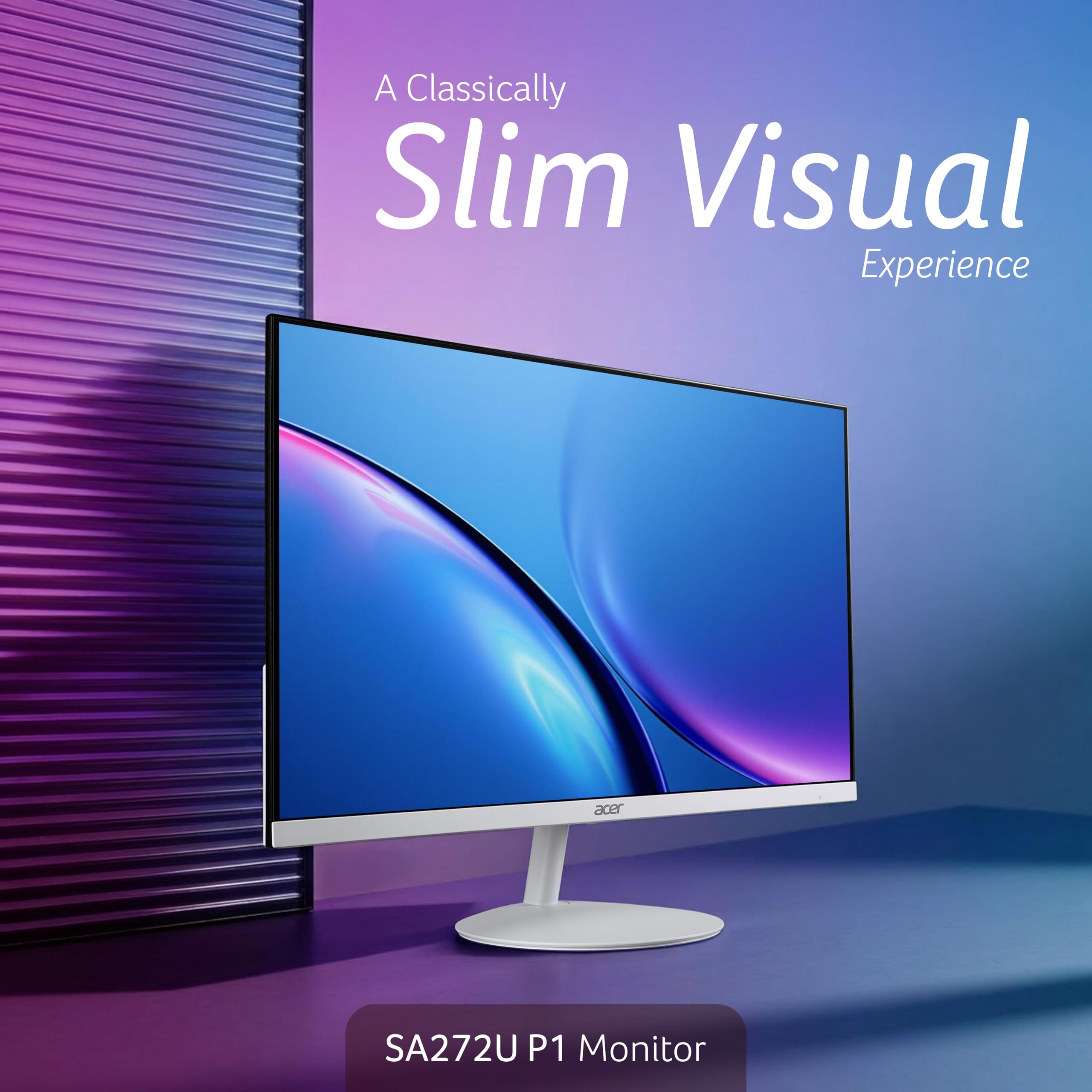 Acer SA272U P1 27 Inch WQHD 2560×1440 IPS Monitor|144Hz Refresh Rate | 1ms VRB | HDR10 | AMD FreeSync | 1 x HDMI (2.0) + 1 x DisplayPort (1.4) | Built-in Speakers | Ultra-Slim 7.2mm Design | Eye Care — Amazon image 9