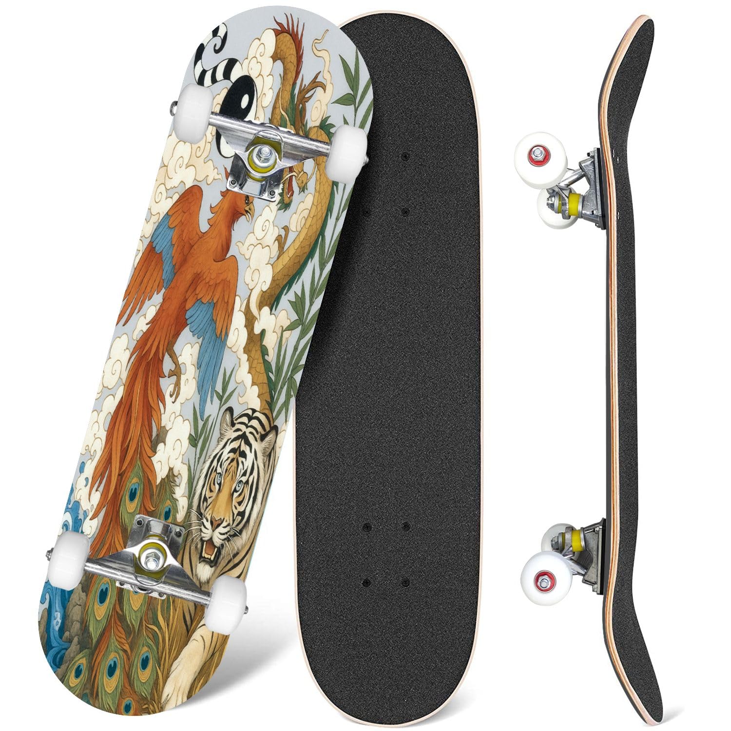 Skateboards Four Celestial Animals Turtle Tiger Mythological Creatures Chinese 7 Layer Maple Wood Deck 31