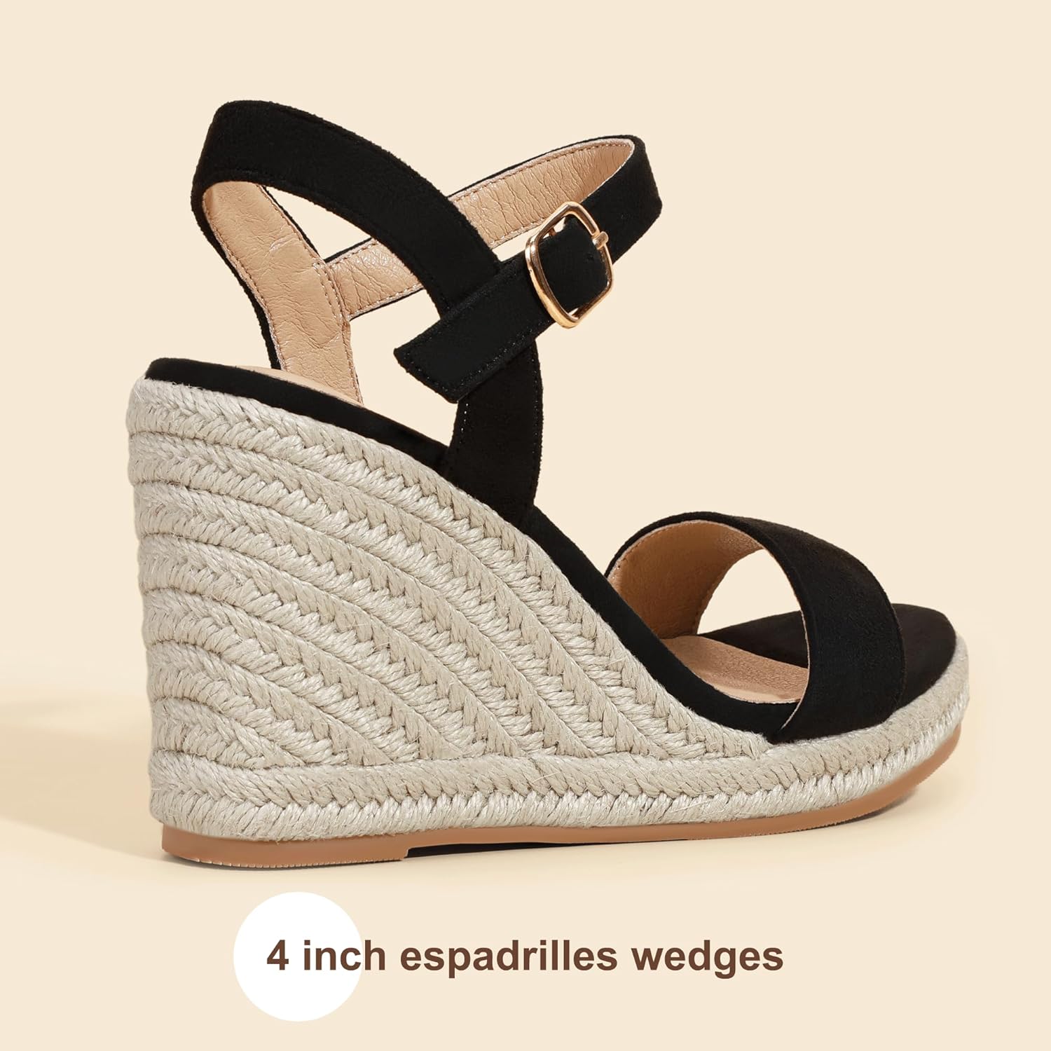IDIFU IN4 Espadrille Wedges for Women Platform Wedge High Heels Sandals for Women Dressy Open Toe Slingback Wedge Shoes Causal Summer Bridal Wedding Prom Wedges - Image 5
