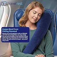 Vista 3 de Almohada de viaje TravelRest Todo-en Uno Premium – Incluye cubierta lavable de tejido suave con cierre y está rellena de espuma viscoelástica., Azul