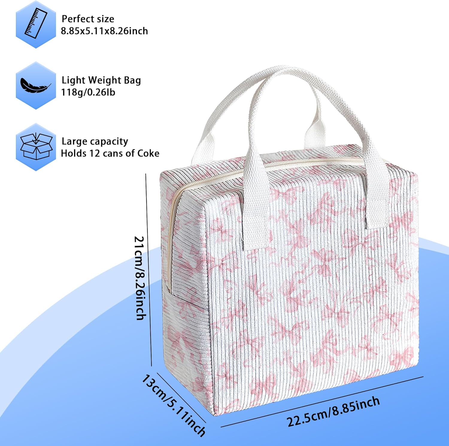 bow lunch box for women and men,insulated fabric lunchbag for work,leakproof adult lunchbox,cooler lunch tote bag for offices college picnic travel outdoor - Image 2