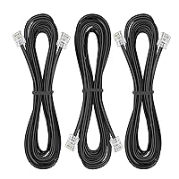 Vista 10 de Paquete de 3 cables de extensión de teléfono de 1 pie con enchufes RJ11 6P4C estándar para teléfono fijo y fax (3, negro, 1 pie)