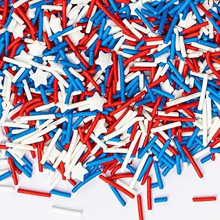 Twisweet Edible Patriotic Sprinkles for Cake Decorating, 4th of July Red White Blue Sprinkles Mix Baking Candy, Cupcake Topper Cookies Ice Cream Cake Decorations, Independence Day Birthday Festival Supplies (130g/4.58oz)