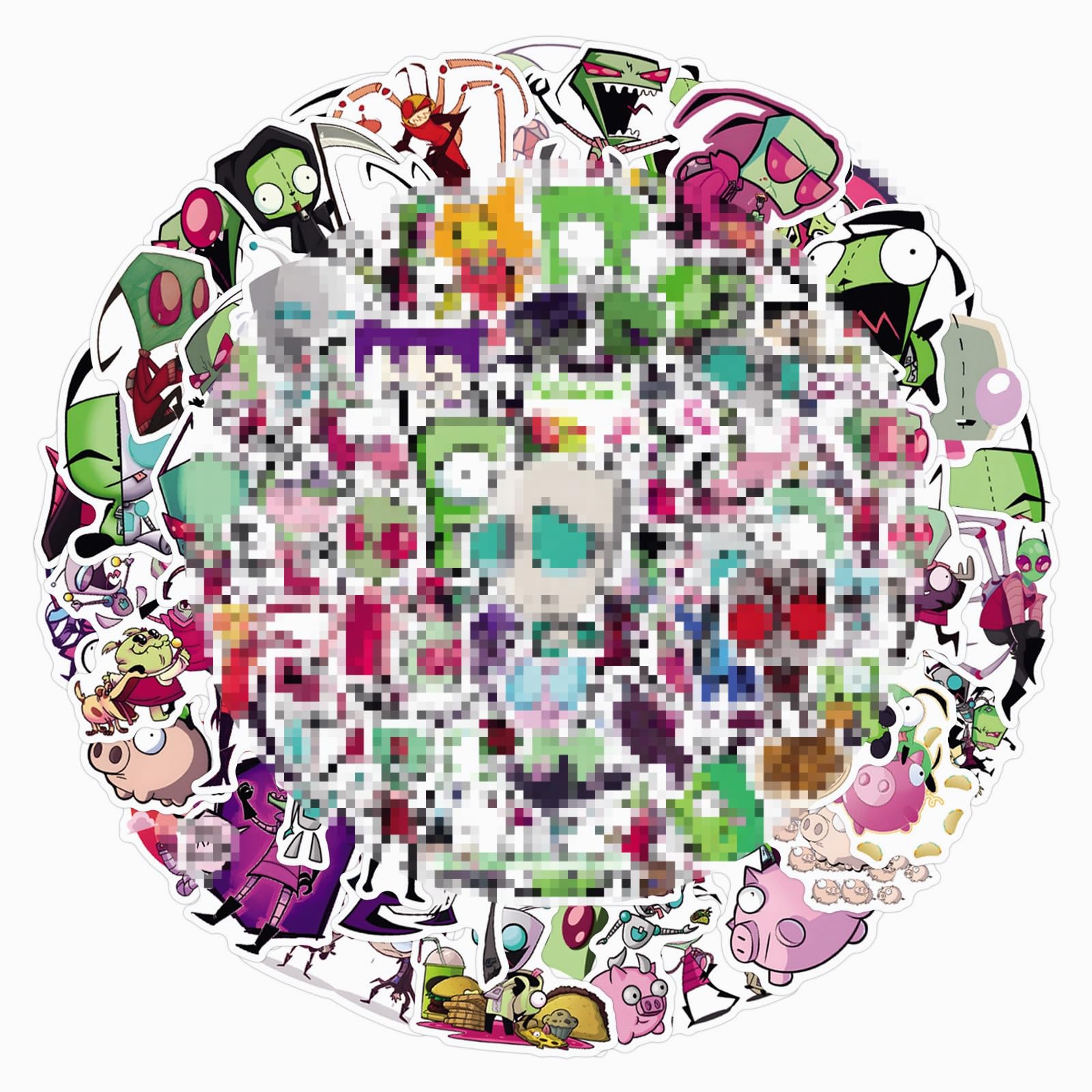110Pcs Funny Cartoon Anime Alien Anime Stickers for Waterproof Vinyl Cute Stickers for Water Bottles, Laptop, DIY Decoration,Scrapbook, Skateboard,