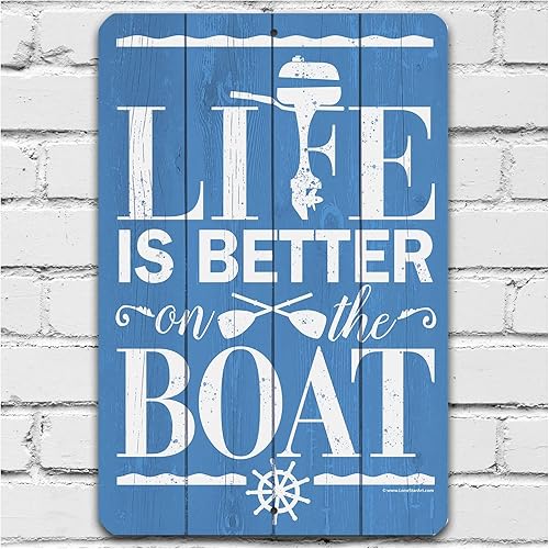 Life Is Better On The Boat - Great Lake House Decor, Cabin and Lake Life Print, Lake Decorations for Summer Home, Boating and Fishing Sign, 12x18