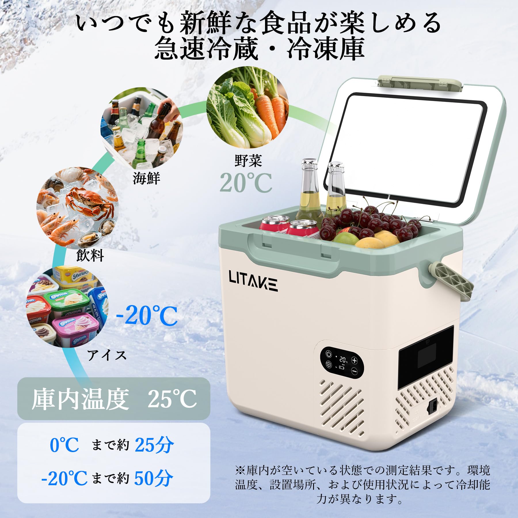 Amazon.co.jp: Litake 車載冷蔵庫 18L -20℃～20℃ ポータブル冷蔵庫