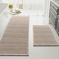 H.VERSAILTEX Super Absorbent Waffle Bath Mat Set - Non-Slip, Ultra Soft, Machine Washable (32x20 + 24x60 Inches, Irish Cream)