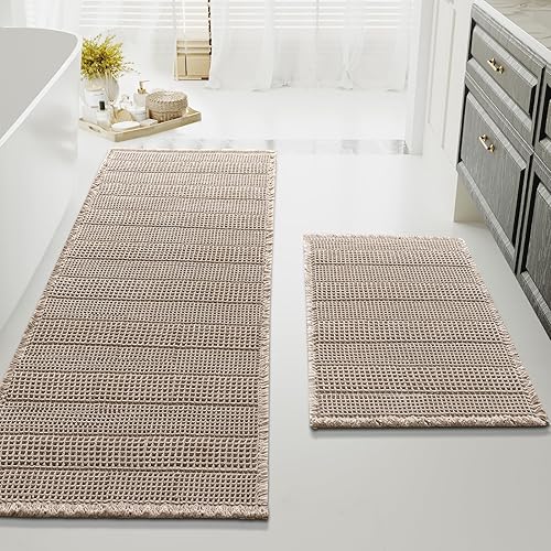 Miniatura 1 de H.VERSAILTEX Tapete de baño súper absorbente, antideslizante, lavable a máquina, ultra suave, para junto a la bañera, 32 x 20 más 24 x 60 pulgadas,