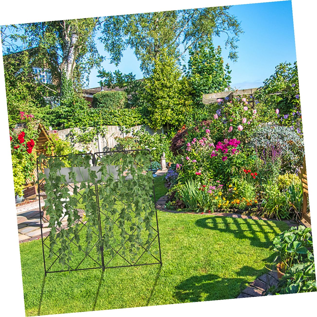 Treillis Pliant pour Plantes Grimpantes, 2 Pièces en Fer Noir