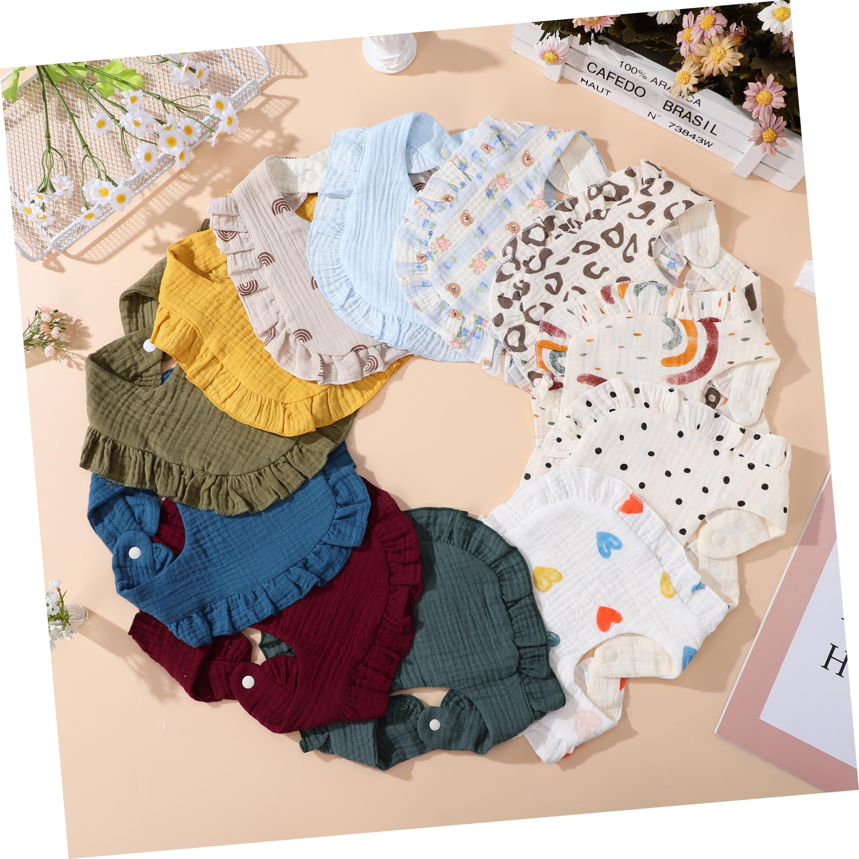 12pezzi Bavaglini Per Muslin Bavaglini Assorbenti Per e Sbavature Design Unisex Fantasie Colorate e Morbidi Per Comfort e