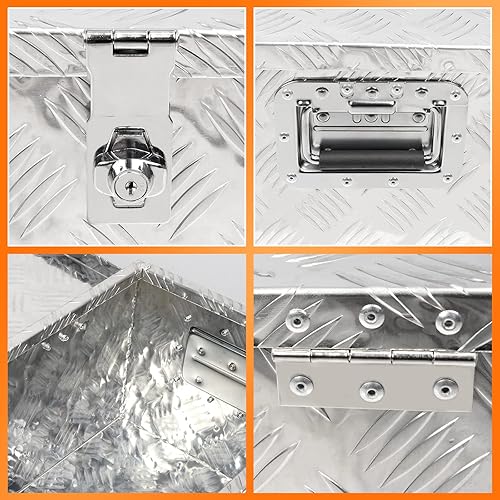 Miniatura 6 de Edicapo Caja de herramientas de aluminio de 20 pulgadas para ATV camión y remolque, caja de herramientas resistente, organizador de almacenamiento