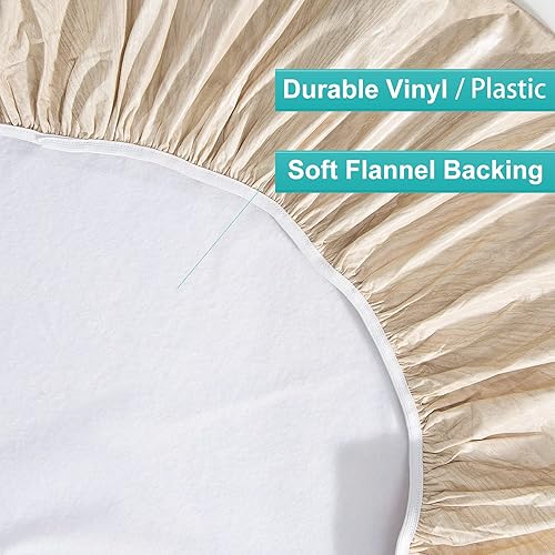 Miniatura 5 de Smiry - Mantel redondo de vinilo ajustable con bordes elásticos y parte trasera de franela, mantel de vinilo impermeable, lavable, para mesas