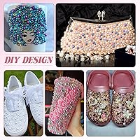 Vista 4 de 80g de perlas planas y diamantes de imitación para manualidades, negro y blanco de tamaño mixto 3-10mm, diamantes de imitación de resina y medias