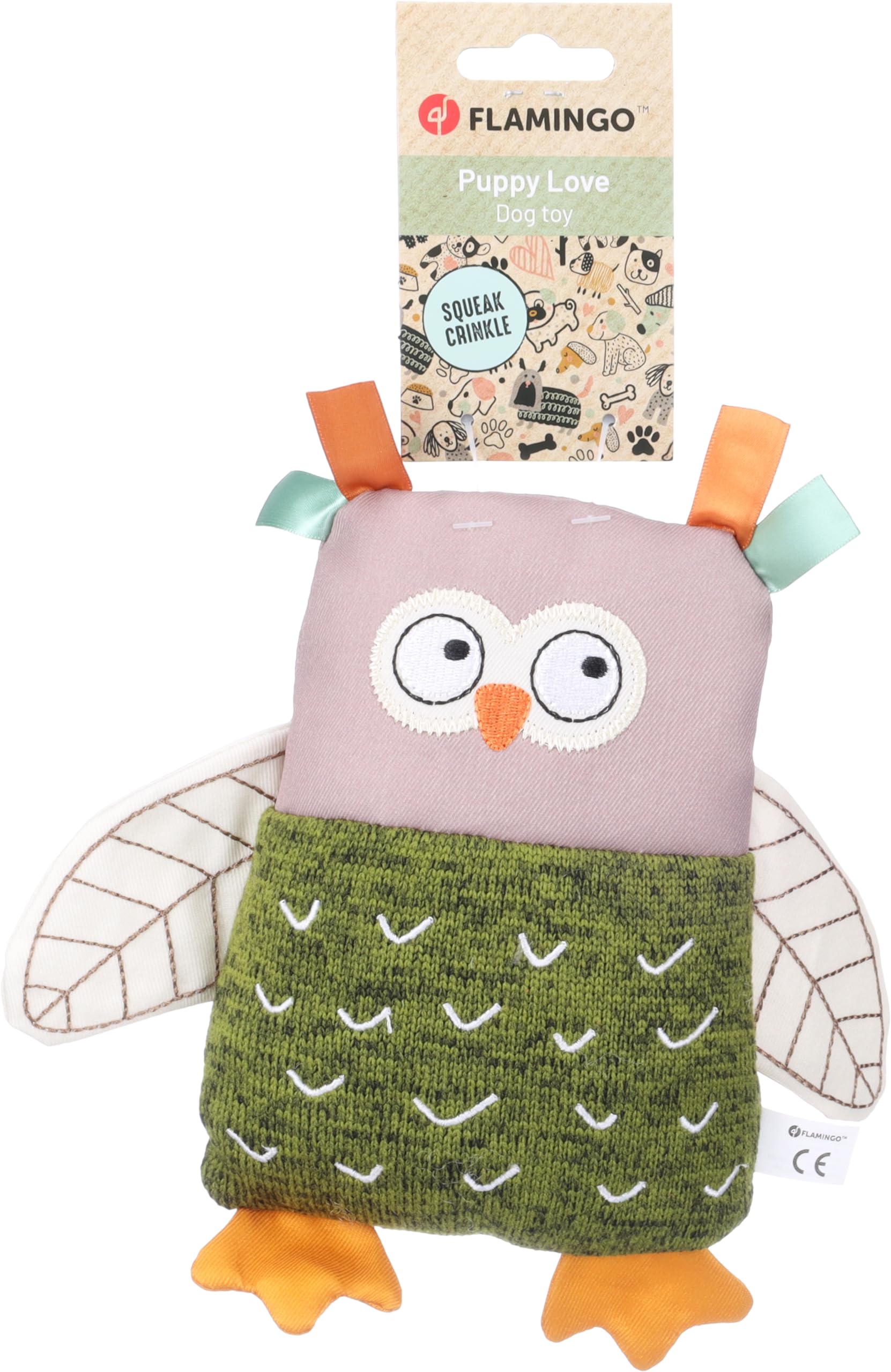 Flamingo TOY PUPPY BRITTY FLAT OWL GREEN 21x5,5x23CM