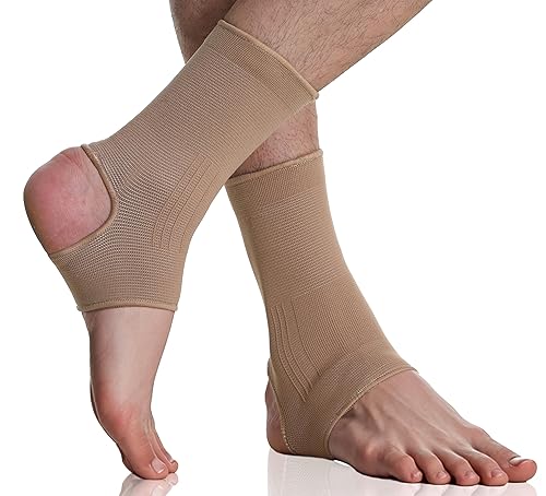 NeoTech Care Manga de soporte para el tobillo, tacón abierto, ligero, tejido de punto elástico y transpirable, compresión media, para hombres,