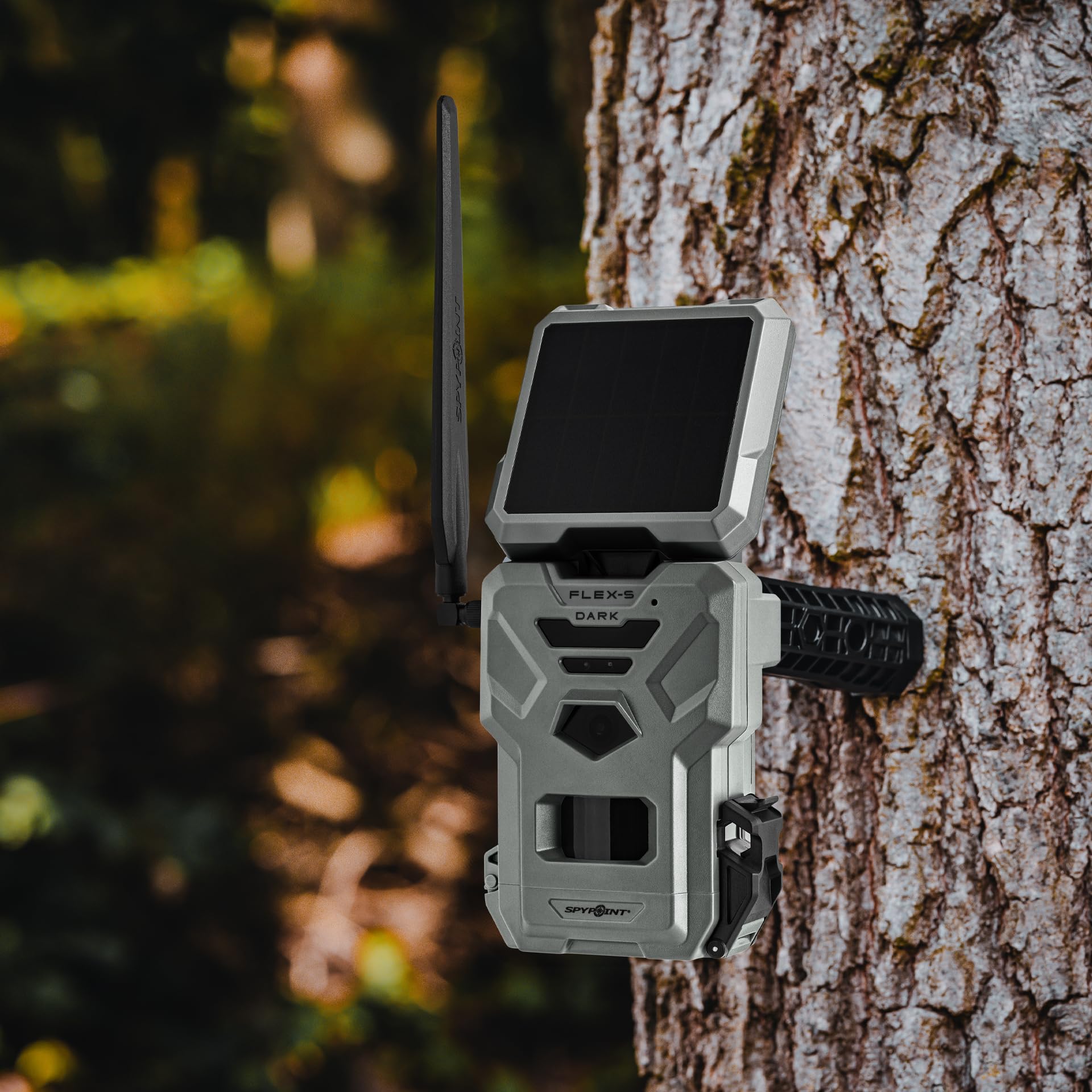 SPYPOINT Flex-S-Dark Caméra de Chasse cellulaire Solaire, Panneau Solaire intégré, Photos 40MP, vidéos 1080p avec Son, caméra sans Lueur Infrarouge, Vision Nocturne, détection de Mouvement | Provenance France. Emballage securisé. Livré avec Facture dont T