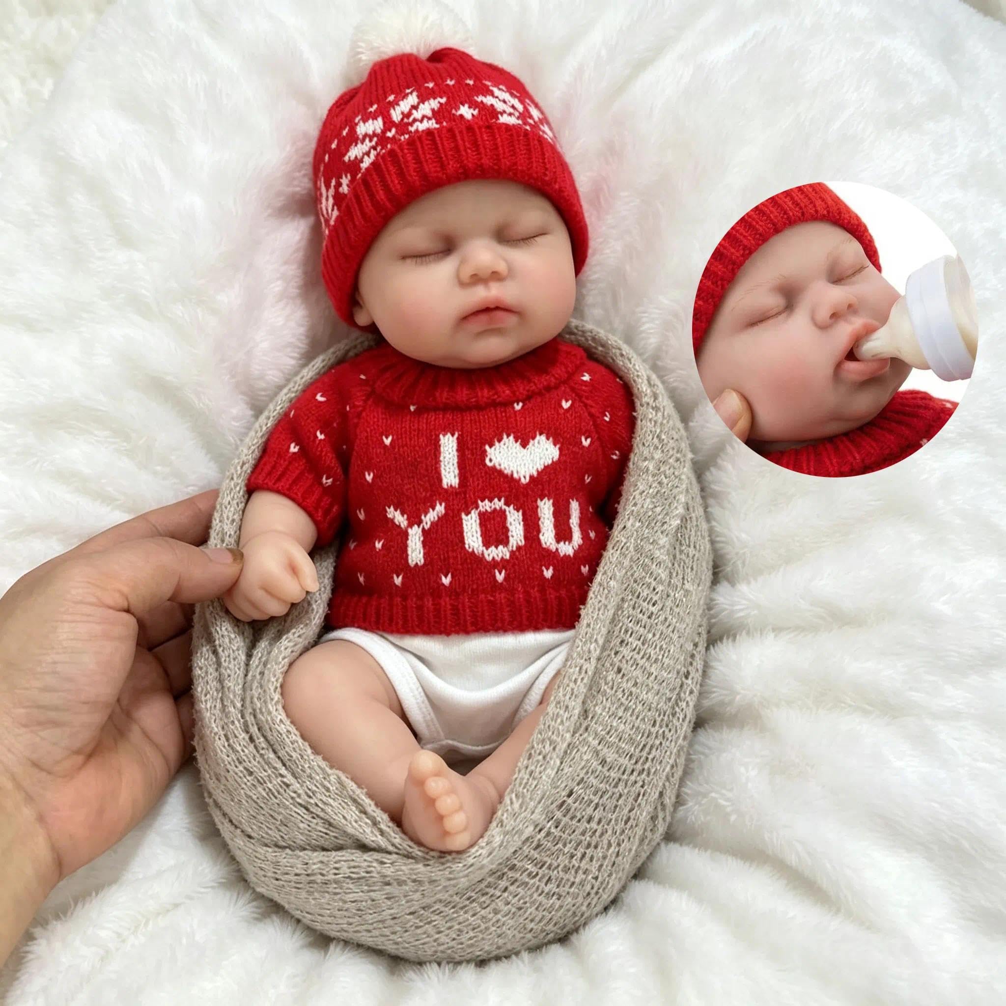 Anano Reborn Baby Vollsilikon Lebensecht, Reborn Baby Mädchen Vollsilikon | 33 Cm Reborn Baby MäDchen Silikon Baby MäDchen, Waschbar, Offene öFfnung