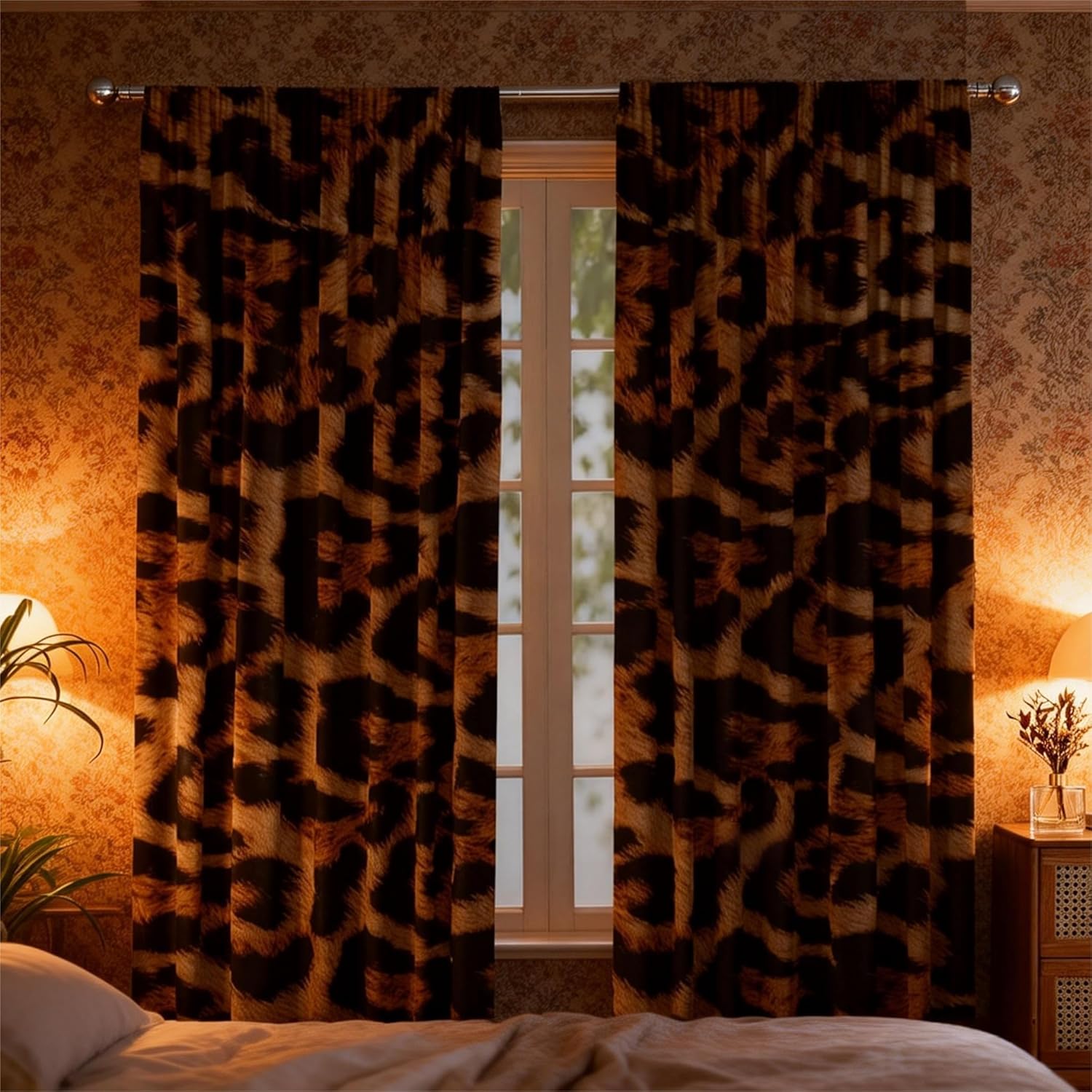 IFFVGX14 Cheetah Print Curtains 42WX63H Rod Pocket Leopard Blakout Curtains for Bedroom Living Room Wild Animals Print Drapes 2 Panels