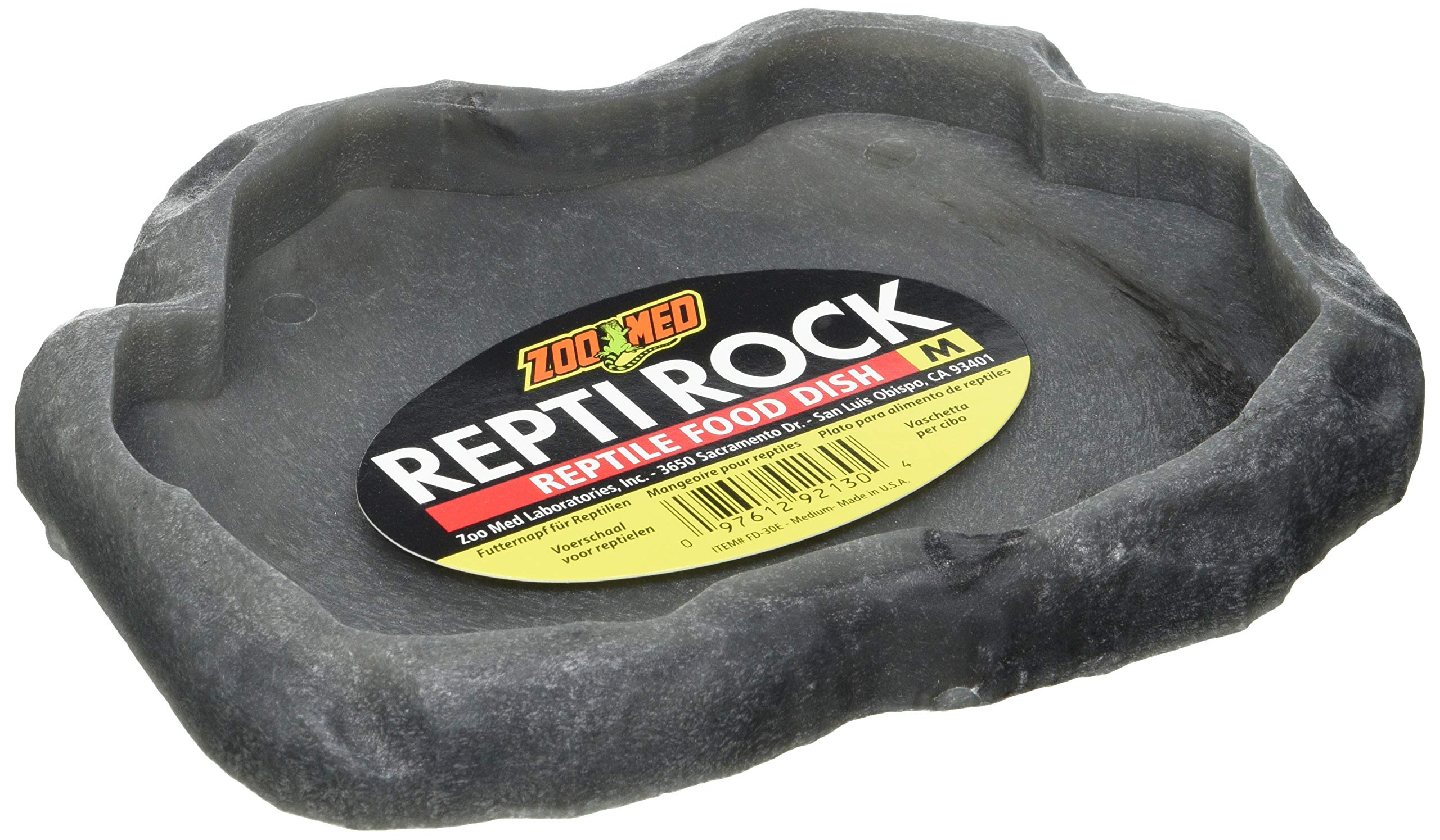 Zoo Med Reptile Rock Food Dish, Medium, 7.25"l x 6"w x 0.75"h, Colors