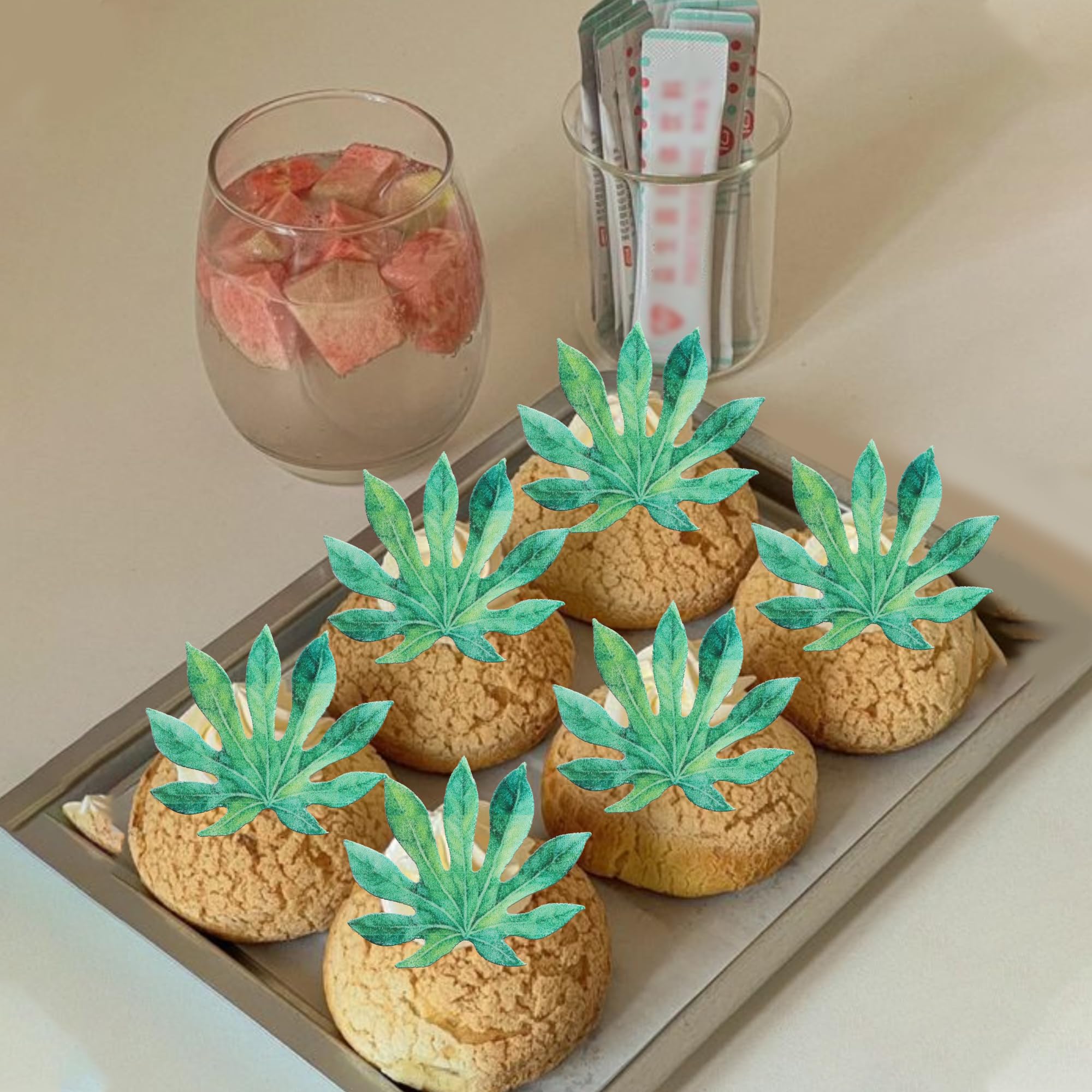 60 Decorazioni Commestibili Per Cupcake – Foglie Verdi In Carta Di Riso – Per Baby Shower, Compleanni, Matrimoni