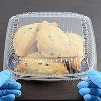 Vista 7 de Daxwell 8 x 8 x 3 pulgadas con bisagras de plástico (PET) contenedores para llevar, E10005860 (caja de 200)