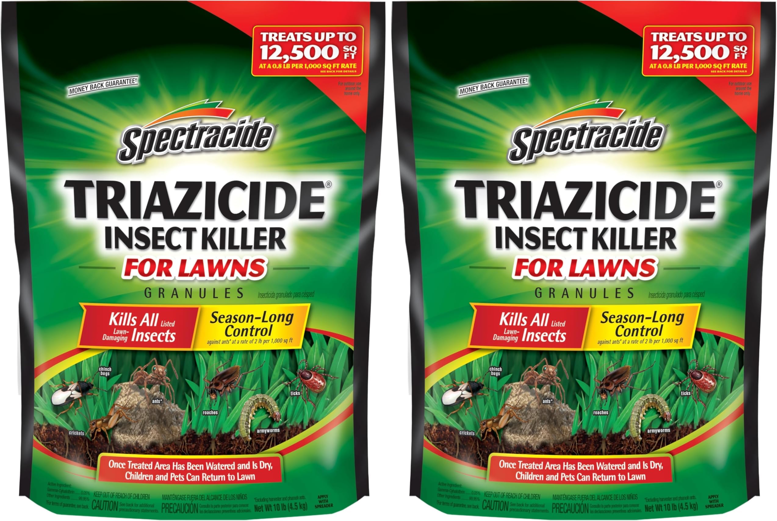 Spectracide Triazicide Insect Killer for Lawns Granules, 10 lb Bag, Kills All Listed Lawn-Damaging Insects (Pack of 2)