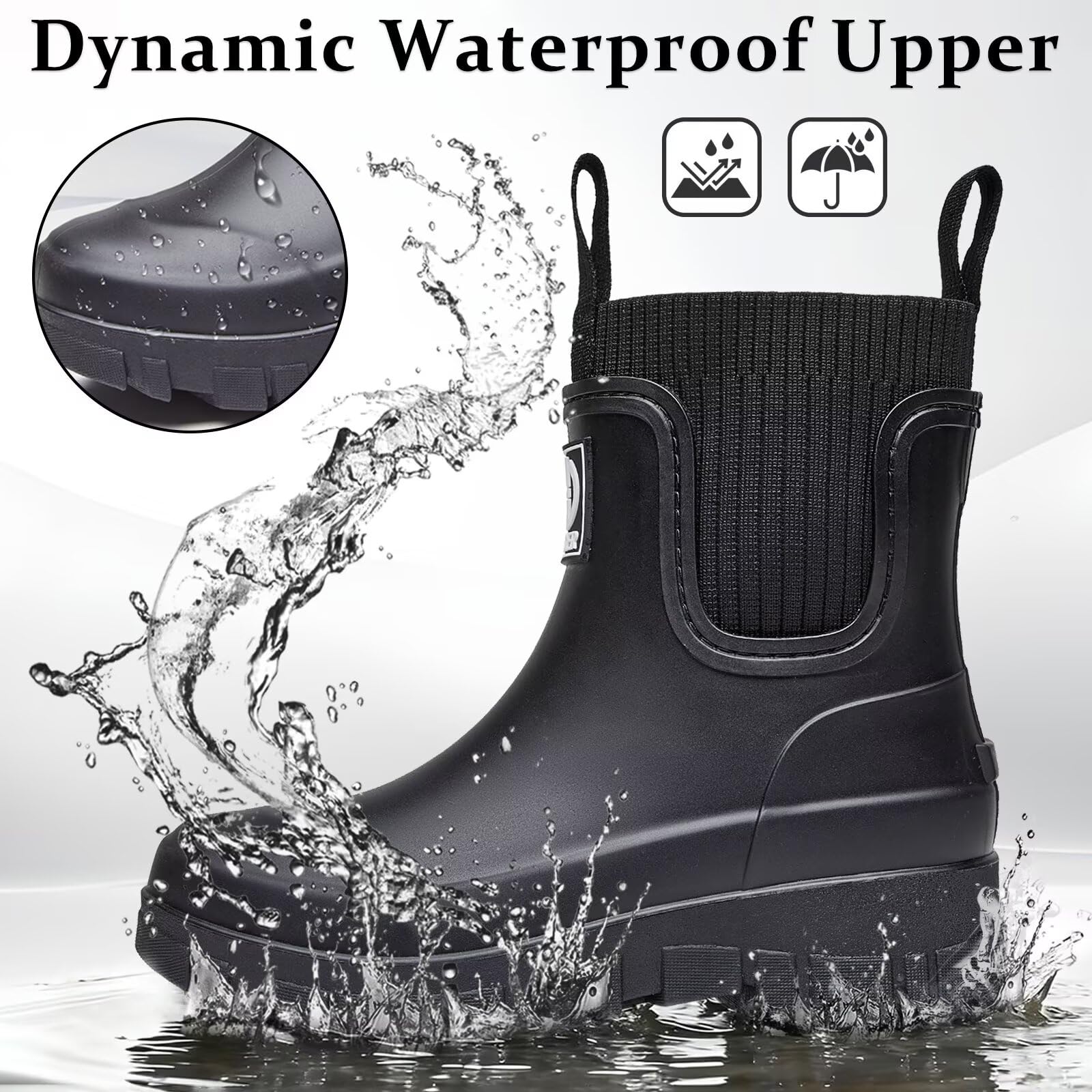 Botas de Agua Mujer Chelsea Impermeable Wellington Botines de Goma