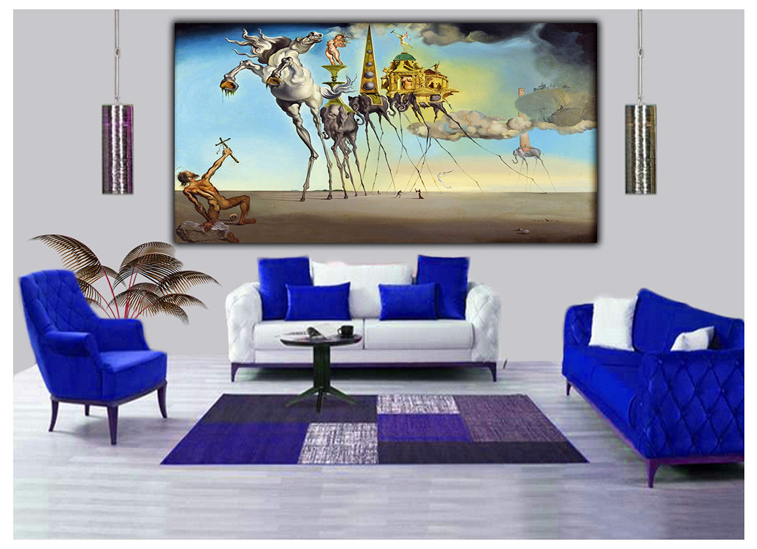 Pokusa św. Antoniego autorstwa Salvadora Dali obraz reprodukcja obrazu wydruk na oprawionym płótnie sztuka ścienna dekoracja domu A740 cali x 30 cali (102 x 76 cm) - głębokość 18 mm