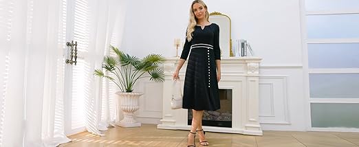 VFSHOW Womens Pleated Notch V Neck Front Slit Buttons Pockets