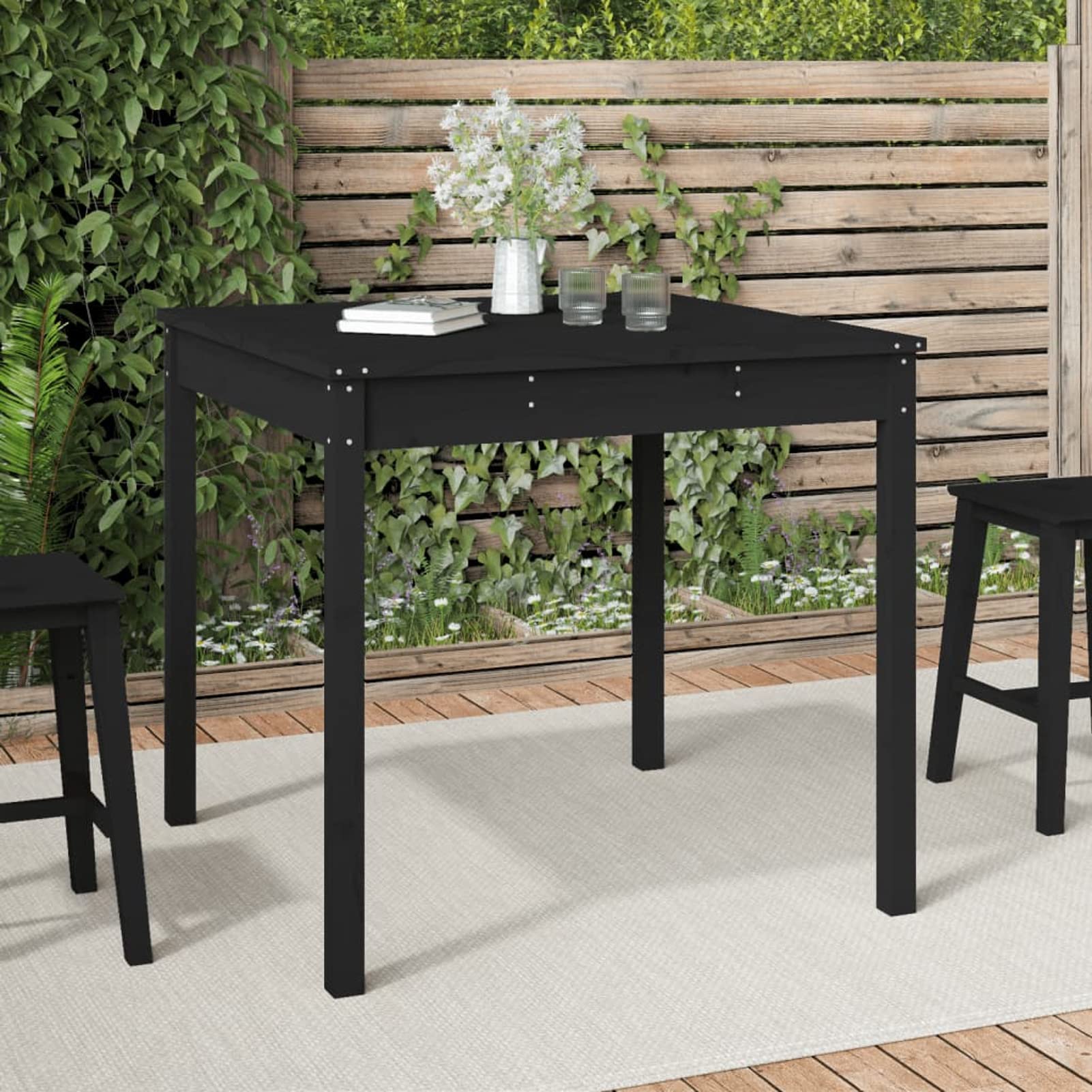 Tavolo Da Pranzo Rettangolare Nero 140x74,5x76 Cm - In Truciolato, Per Cucina, Giardino E Esterni