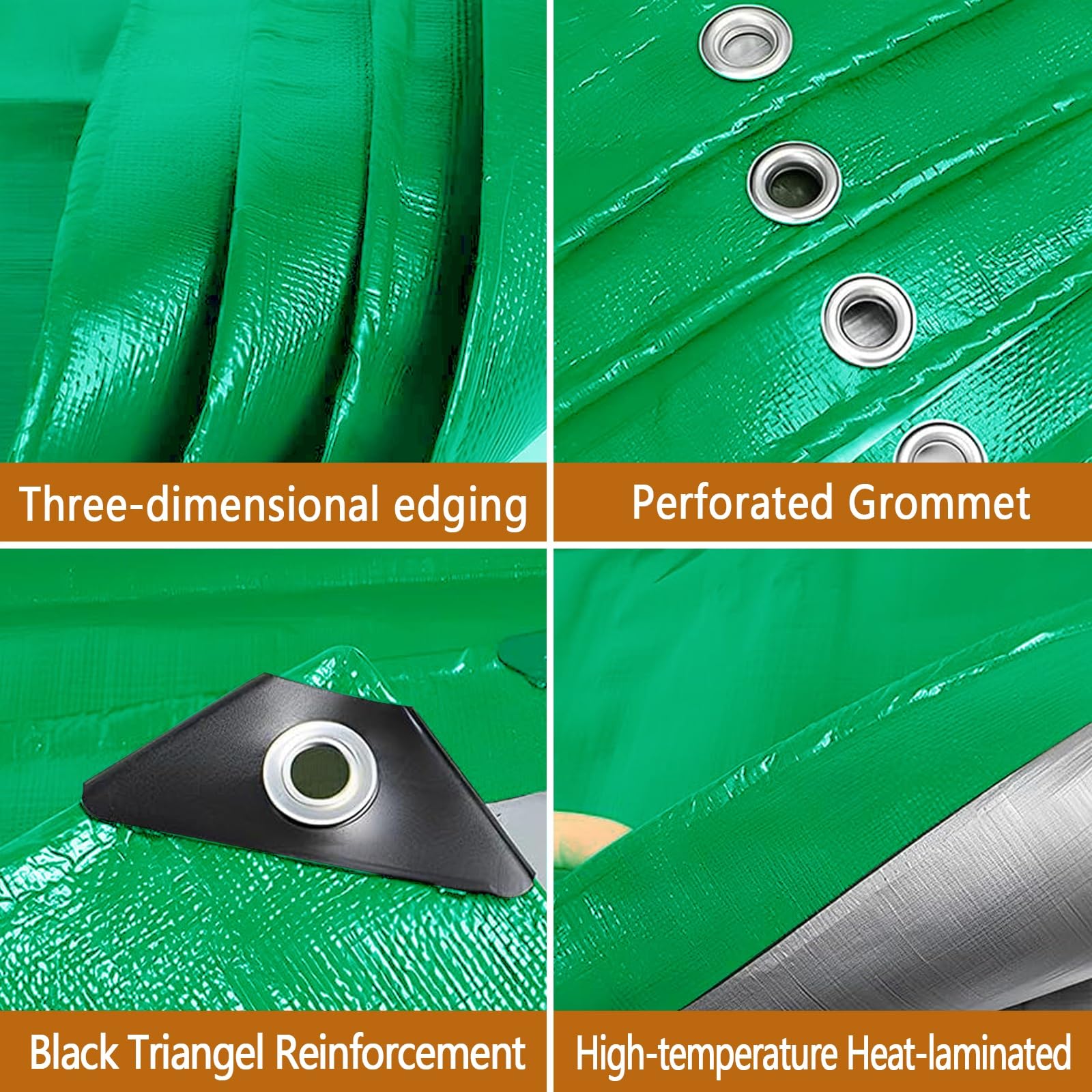 Telone Occhiellato 190 x 220 cm Leggero Antistrappo Impermeabile Antivento e Resistente Ai Raggi UV Telo 140G M² Copertura Premium per Camion, Piscina, Mobili da Giardino, Verde