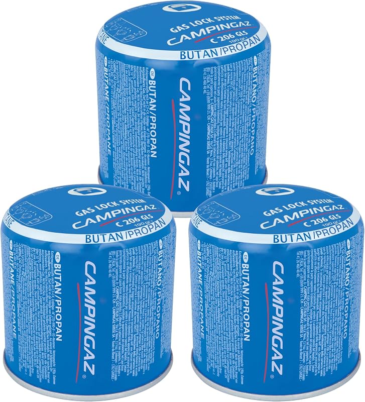 Campingaz 3 x C206 GLS Cartouche gaz, Lot de 3, pour réchauds et lanternes de Camping 206, 190 g de mélange Butane/Propane Puissant (80/20) par Cartouche, Bleu